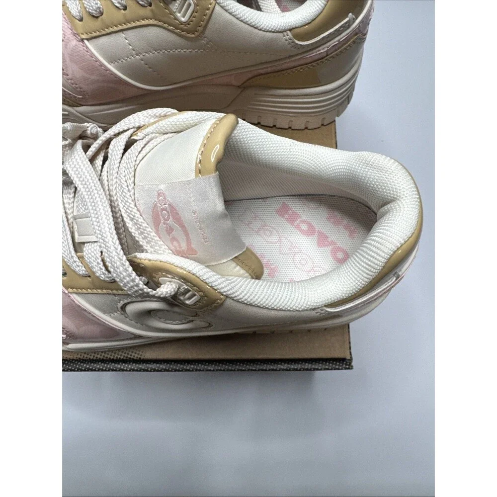 NEW Coach Woman Soho Sneaker With Patent Signature Candy Pink/Light Beige CEE45